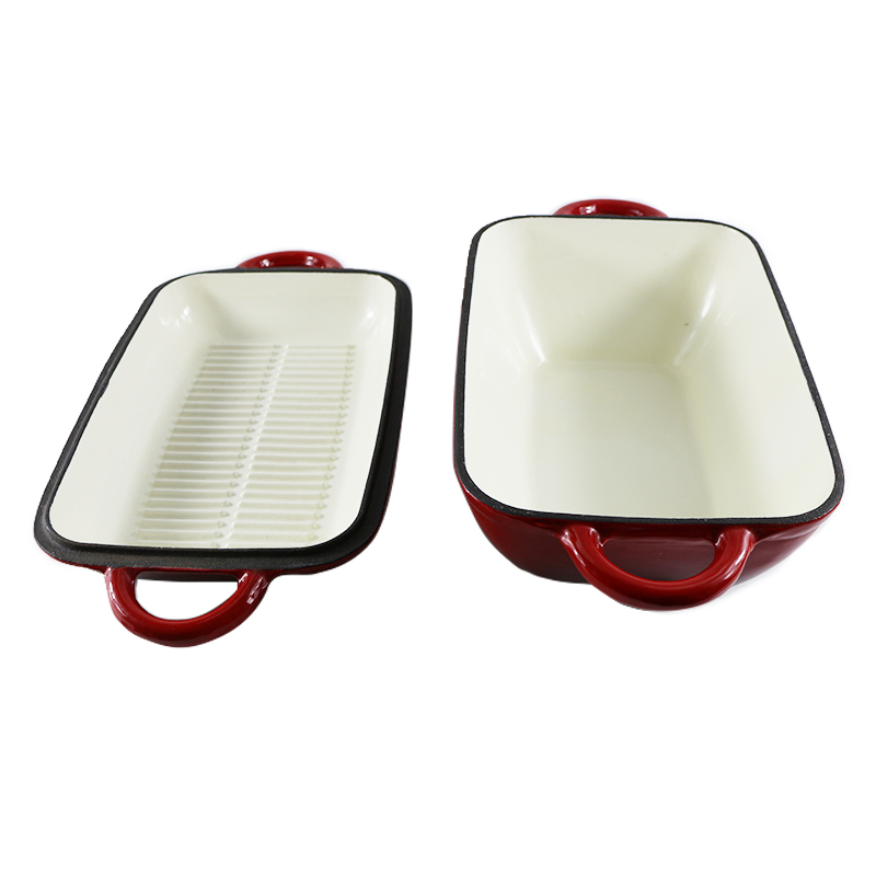 Чугунная эмалированная жаровня-гриль прямоугольная