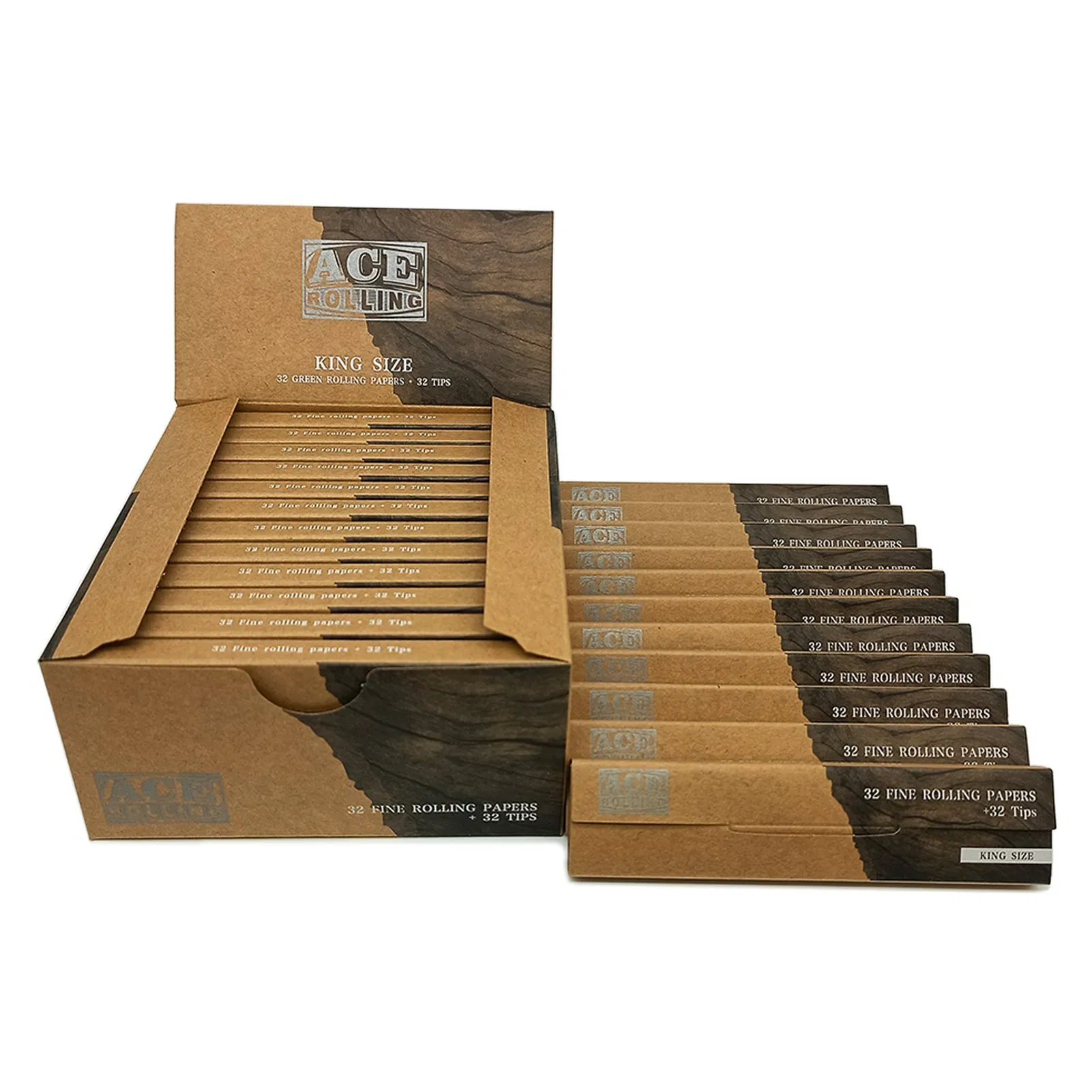 Customized Hot Deal Kingsize Organic Smoking Cigarette Raw Rolling Paper with Tips