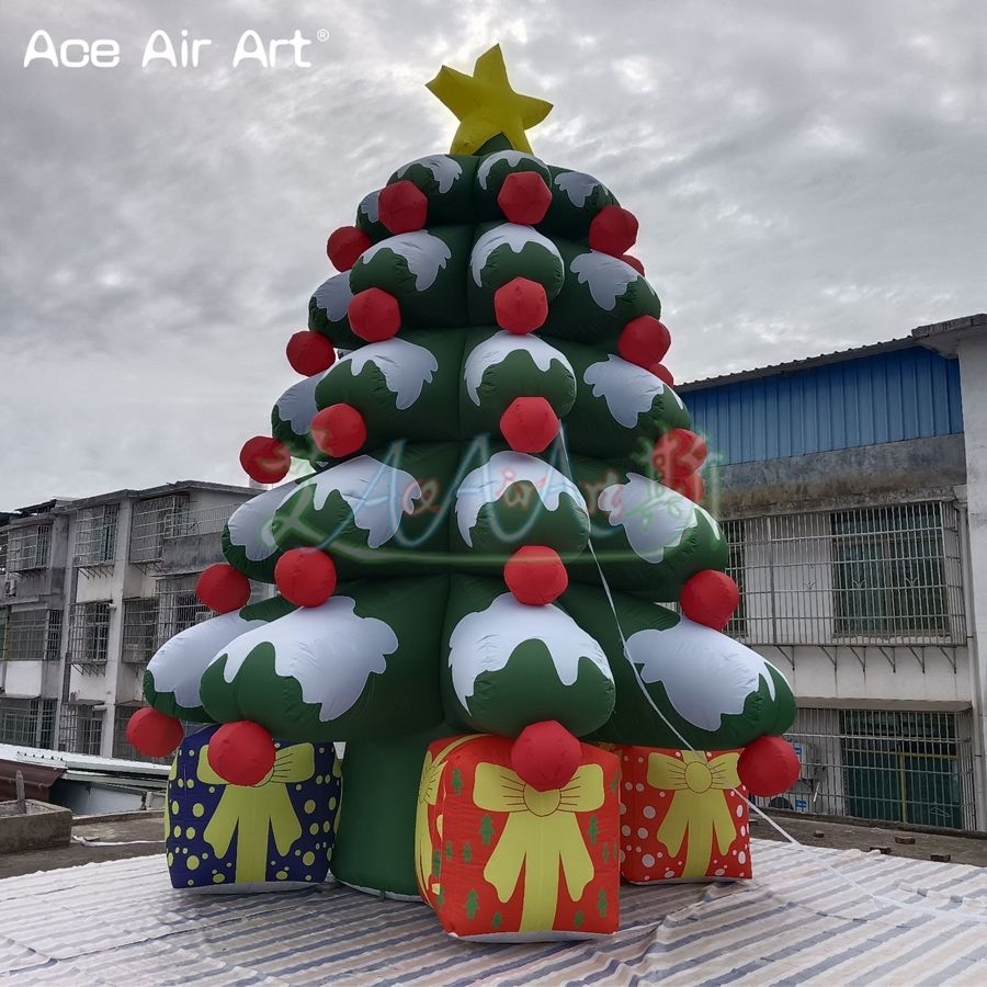 6mh Inflatable Christmas Tree Model with Gift Bags and Stars for Christmas Holiday Events or Malls Decoration