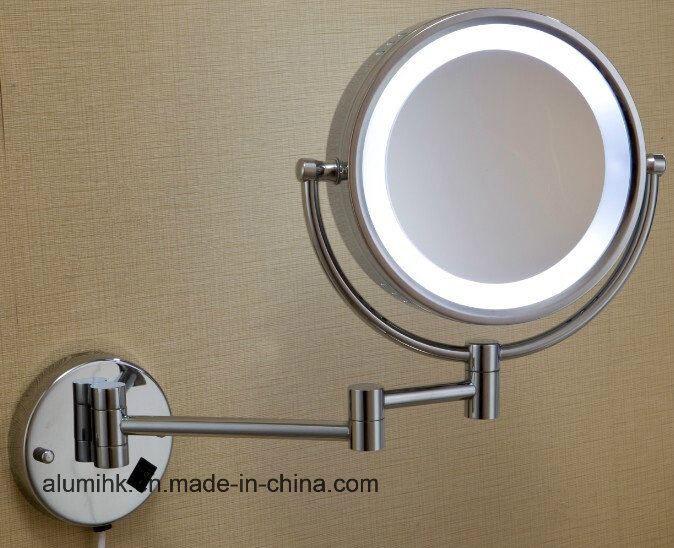 Hotel Wall-Mounted Double Sided Magnifying Mirror with LED Light
