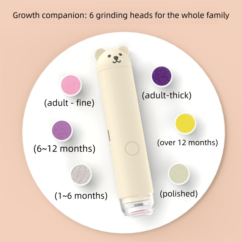 Injury-Proof Design Baby Electric Nail File Set, Rechargeable Nail Trimmer at-Home Nail Clippers