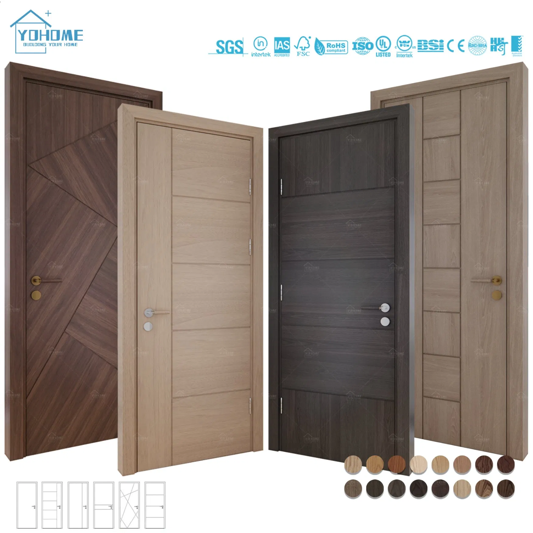 China Top Supplier Wholesale Internal Door High Grade Solid Wood Doors with Frame MDF Interior Wooden Doors