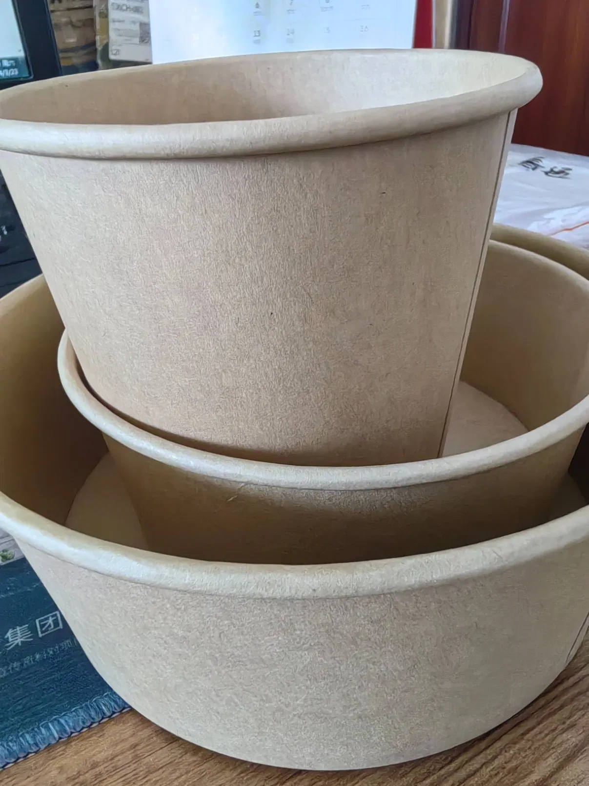 White Brown Kraft Paper Bowls with Lid Food Packing Box