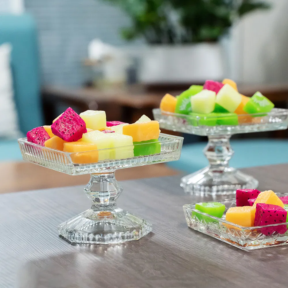 Wholesale Kitchen Tableware Cheese Dessert Tray Custom Cake Display Tray Empty Fruit Glass Plate with Box
