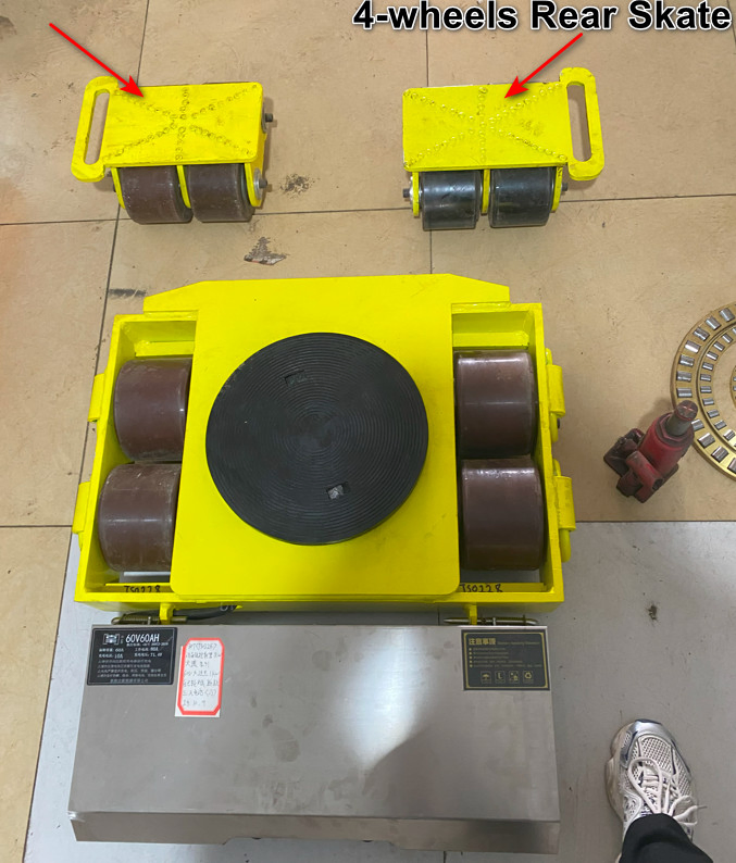 Remote-Controlled Machine Skates with Emergency Timely Braking System Battery-Powered Machinery Rollers for Electronic Manufacturing Facilities