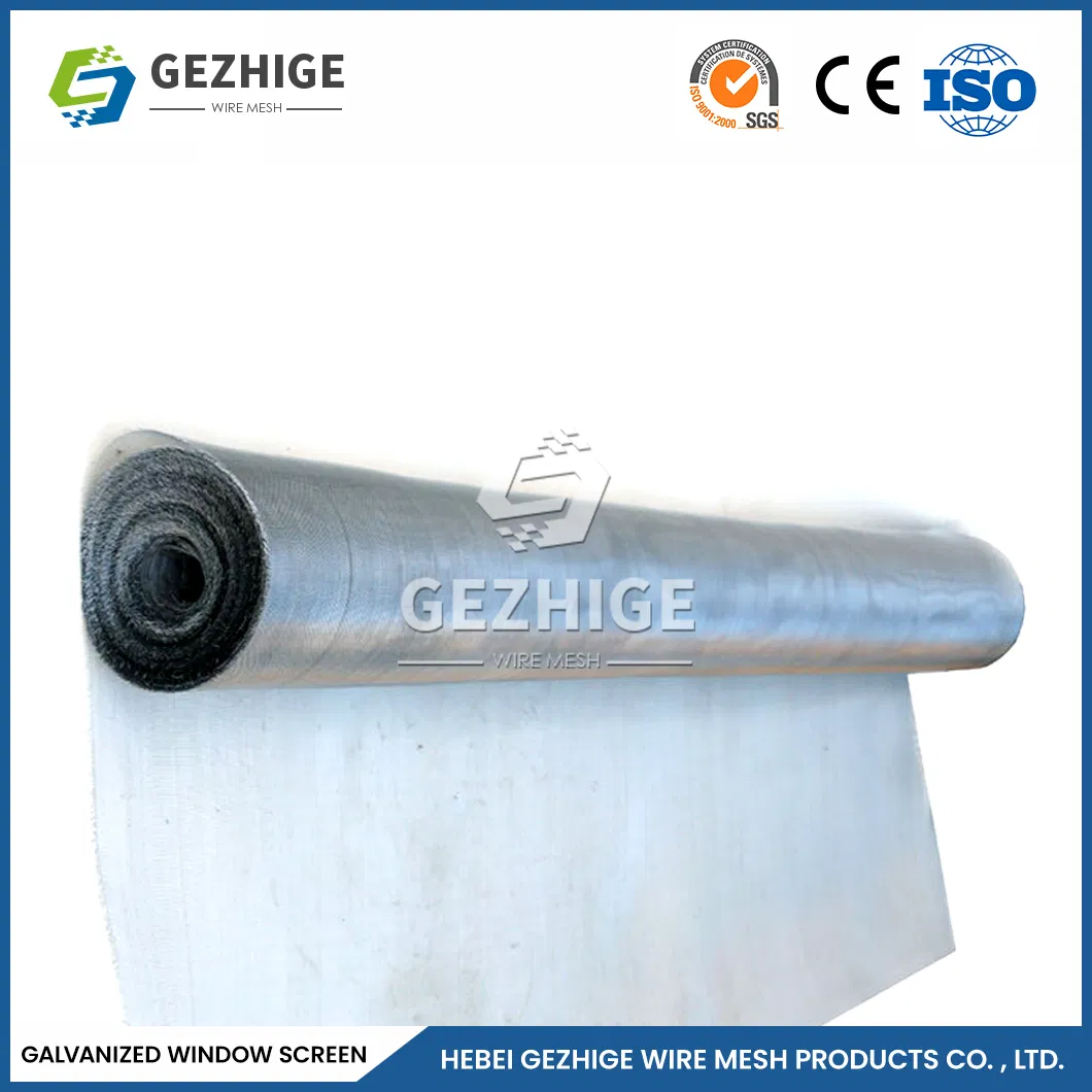 Gezhige Wholesale Galvanized Square Mesh Manufacturers 0.8m-1.8m Width Light Steel Anti-Mosquito Screen China Modern Design Style Galvanized Window Screen