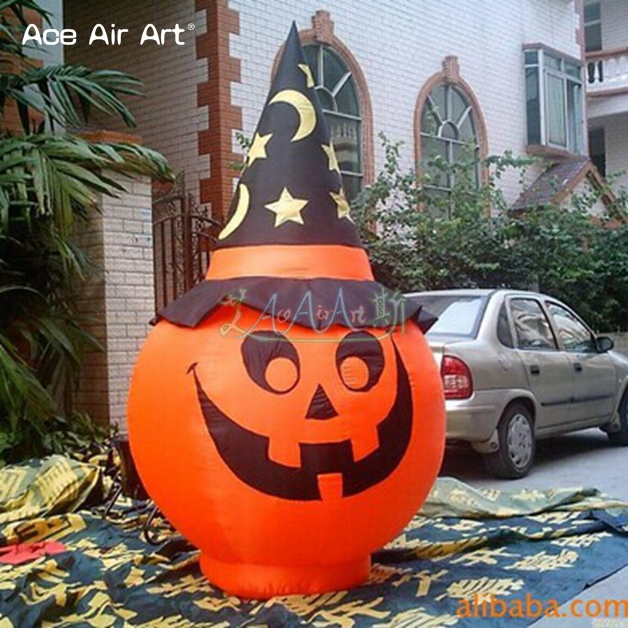 Halloween Inflatable Pumpkin with Hat Decoration with LED Indoor and Outdoor Horror Props