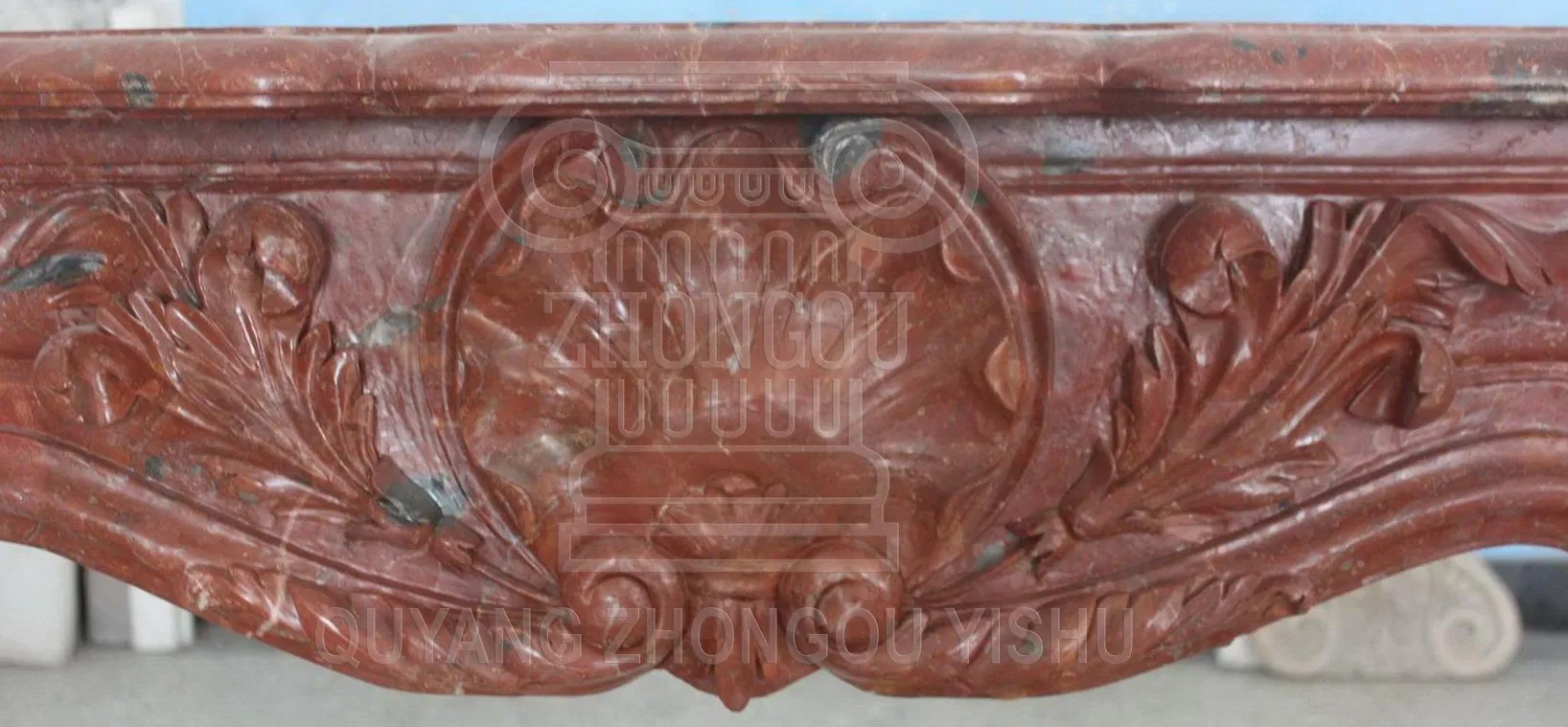 Red Natural Marble Stone Fireplace Mantel Home Decoration