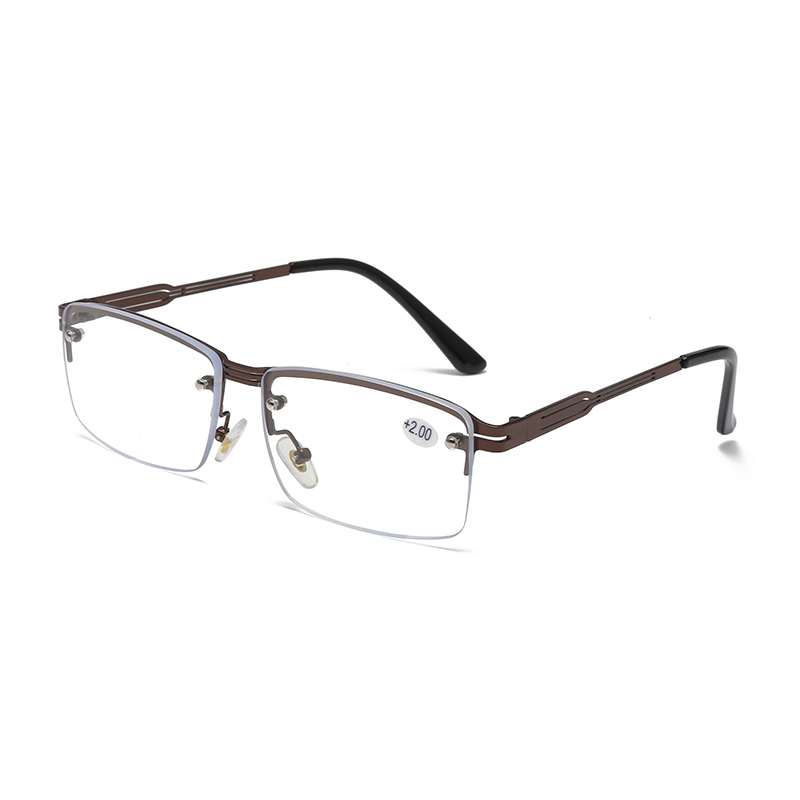Eyebrow Line Frame Rectangular Half Frame Gold Metal Glasses Frame Eyeglasses Reading Glasses