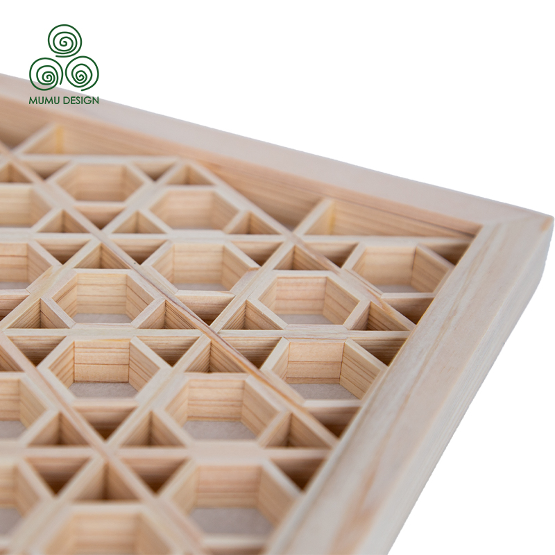 Geometric Art Kumiko Hand Carved Wall Screen Panel