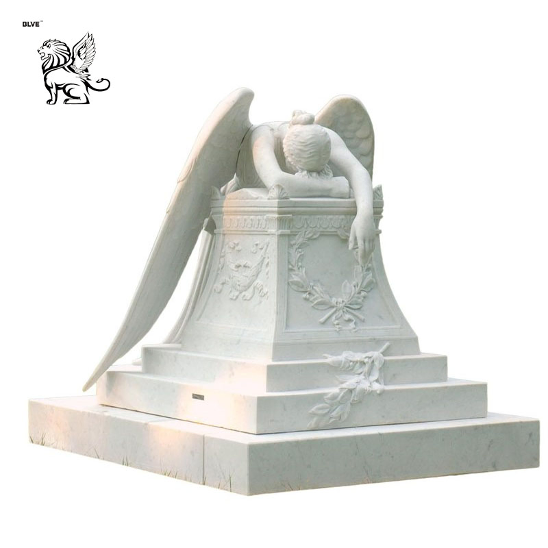 Marble Weeping Angel of Grief Statue Sculptures for Tombstone for Sale Mty-23