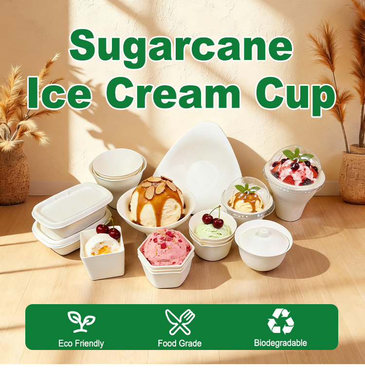 Biodegradable Odorless Cold Resistant for Premium Dessert Brands Ice Cream Bowls