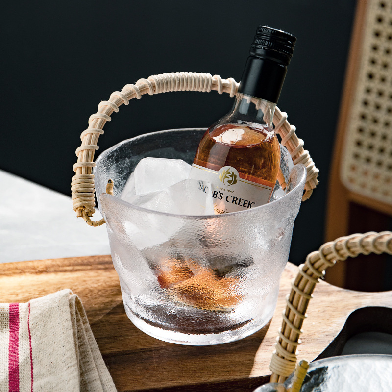 European Style Transparent Glass Beer Barrel for Bar Glass Fruit Ice Bucket Household