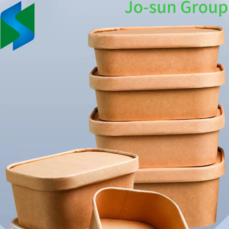 Recyclable Kraft Paper Lunch Box Rectangular Takeaway Bento Fast Food Packing Box Thickened Salad Eco-Friendly Bowl