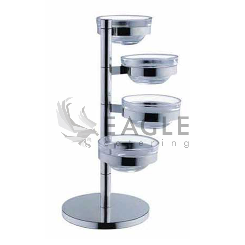 Four Layers Glass Bowl Rotating Frame Shelf
