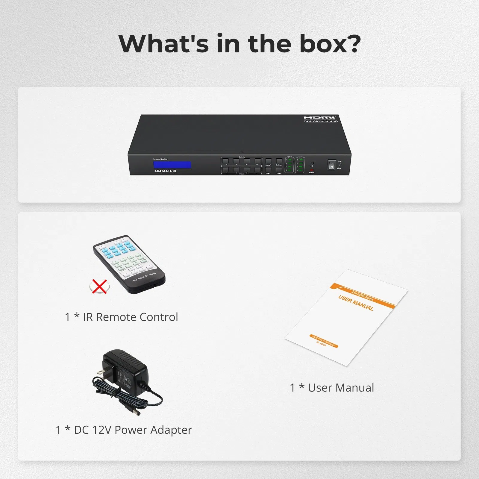 Custom 4X4 for HDMI Matrix 4K 60Hz Video Switcher Splitter with Audio out and RS232 LAN Port Control Video Splitters