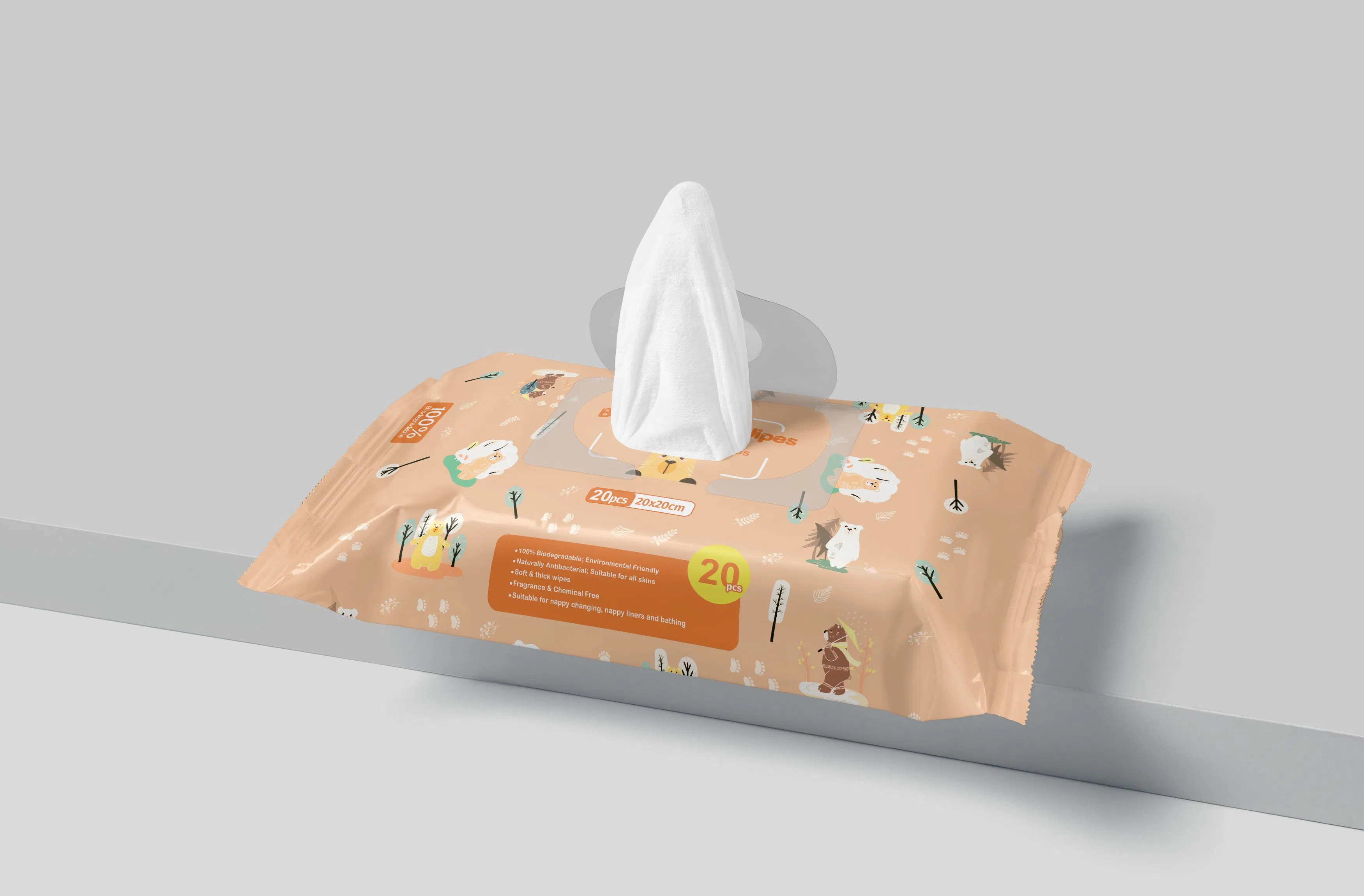 Natural Unbleached Bamboo Baby Water Wipes for Sensitive Skin Care