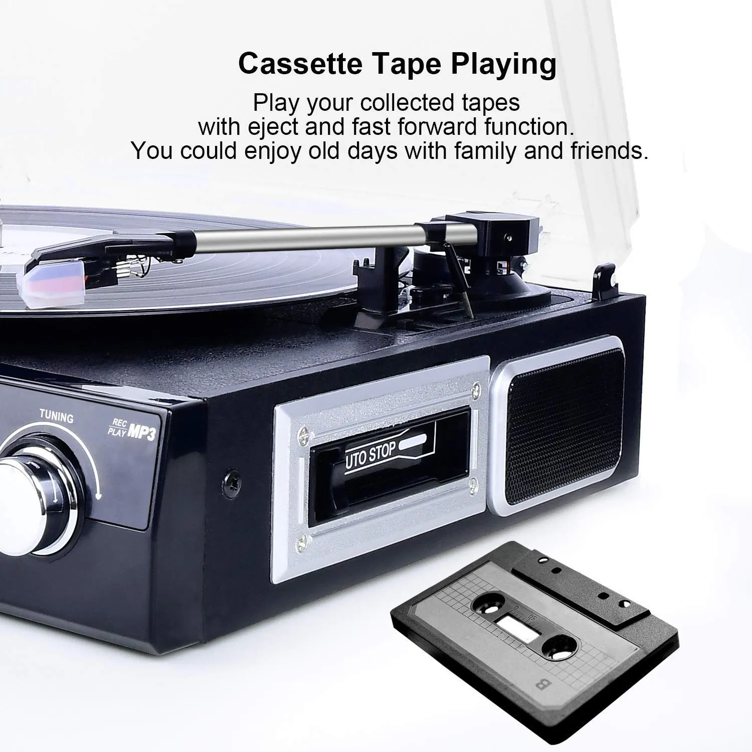 Виниловый проигрыватель с USB и пылезащитным чехлом