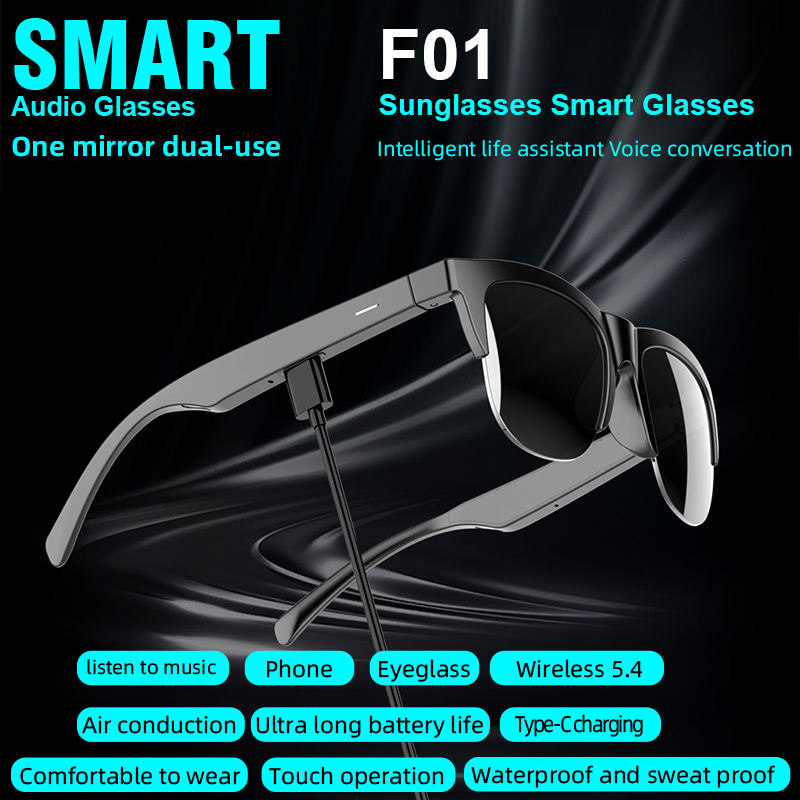 Glasses Earphone Listen Music Stereo Speaker Bone Conduction Earphone Answer Call Smart Glasses for Sports