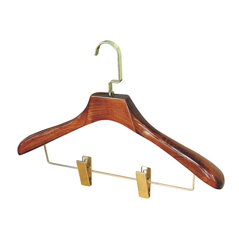 Luxurious Wooden Suit Hanger Set for Upscale Hotels