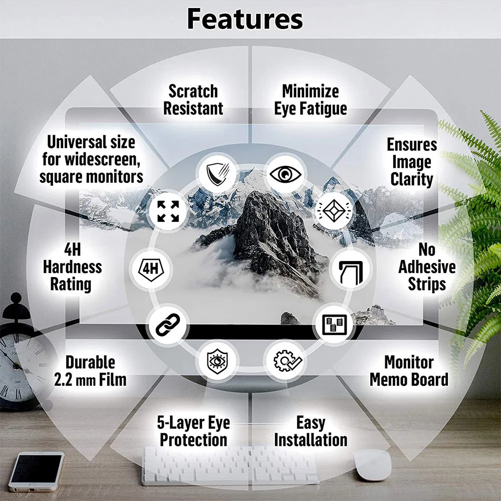 32-85 Inch Acrylic Blue Light Blocking Hanging Type Removable TV Screen Protector Anti Shock Eyes Protection Film