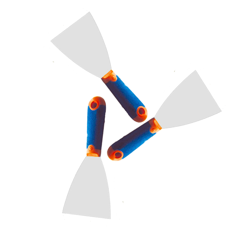 Putty Knife with Rubber-Plastic Handle, Yellow and Blue Color, Press Polished