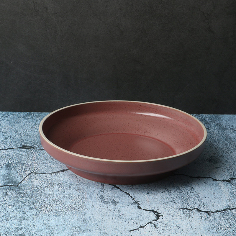 Underglaze Color Ceramic Deep Plates Clean Lines Eco-Friendly Glaze Finish