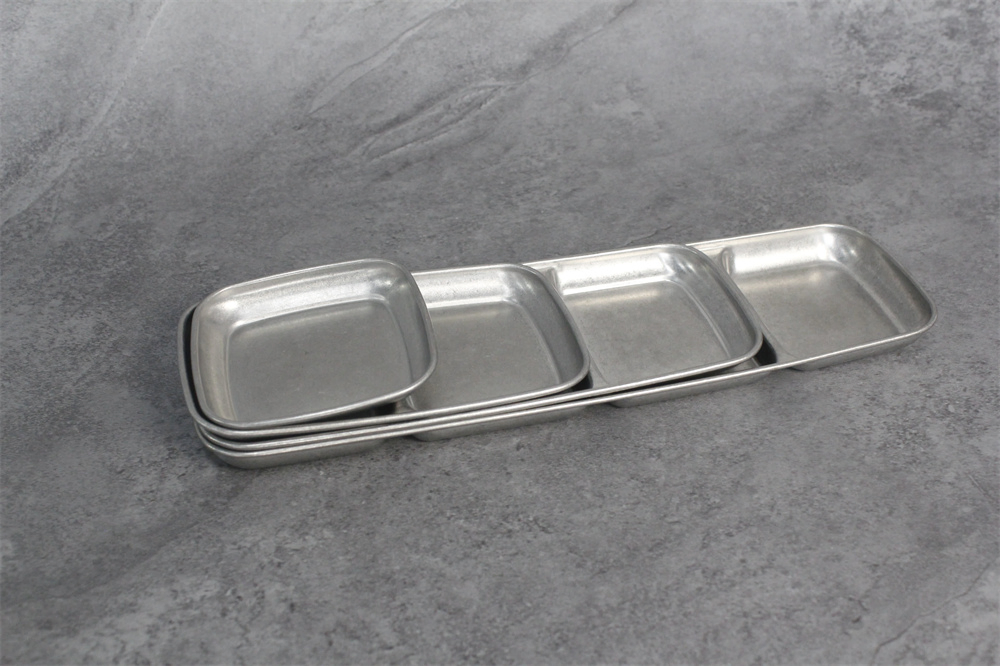 Outdoor Tableware Dinner Set 304 Stainless Steel Divided Plate 2 Compartment Dish