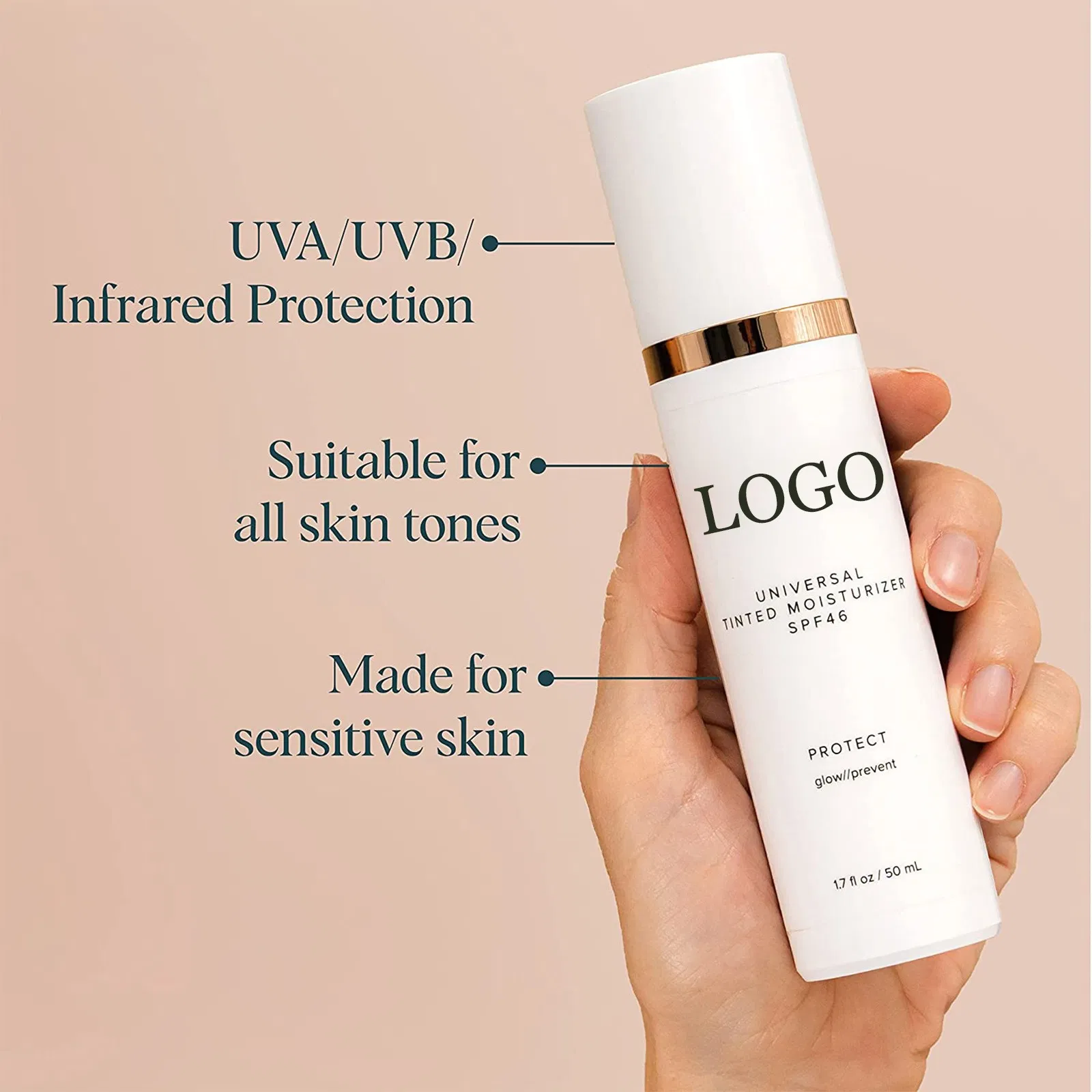 Private Label Face Primer Makeup Base Tinted Sunscreen SPF 46 Tinted Moisturizer