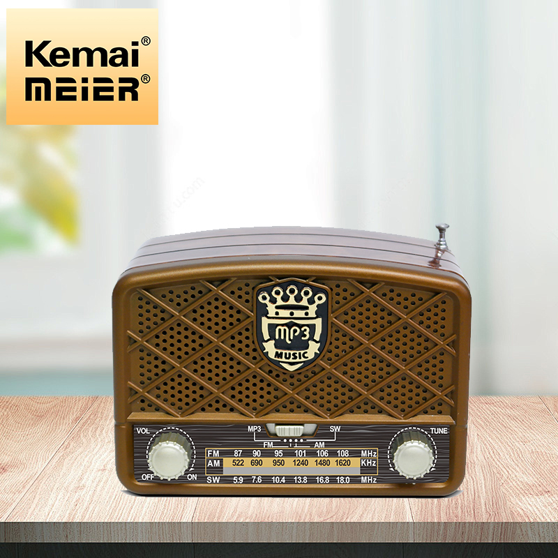Retro Wireless Portable Speaker Vintage Radio Walnut Wood Rotary FM Radio TF Card for Office Decor