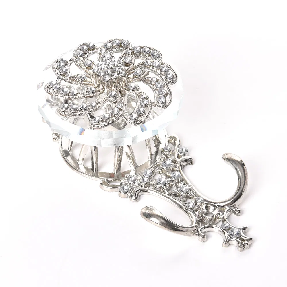 Modern Style Alloy Crystal Back Flower Curtain Tieback Hook Decorative Curtain Holder