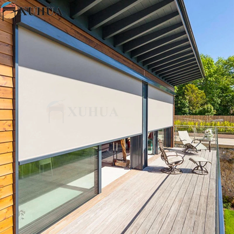 Xuhua Factory PVC Sunscreen Balcony Garden Window Motorized Outdoor Vinyl Patio Blinds