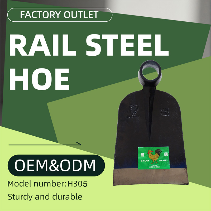 High Quality Farming Agriculture Garden Hoe Wooden Handle with Rail Steel Hoe Head