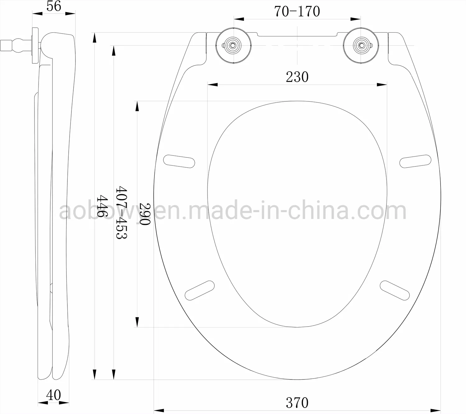 European Size Duroplast Slow-Close Toilet Seat, Elongated, Toilet Seat for Children/Adult (Au110)