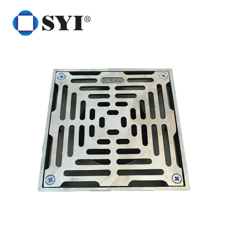 Чугунный напольный трап SYI с никелированной бронзой