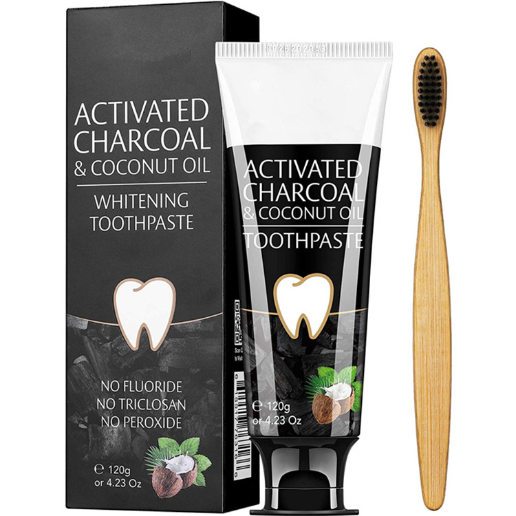 100% Natural Activated Charcoal &amp; Coconut Oil Teeth Whitening Toothpaste
