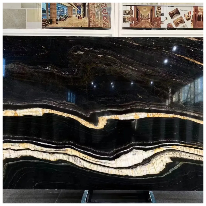 Black and Gold Dark Star Quartzite Slabs