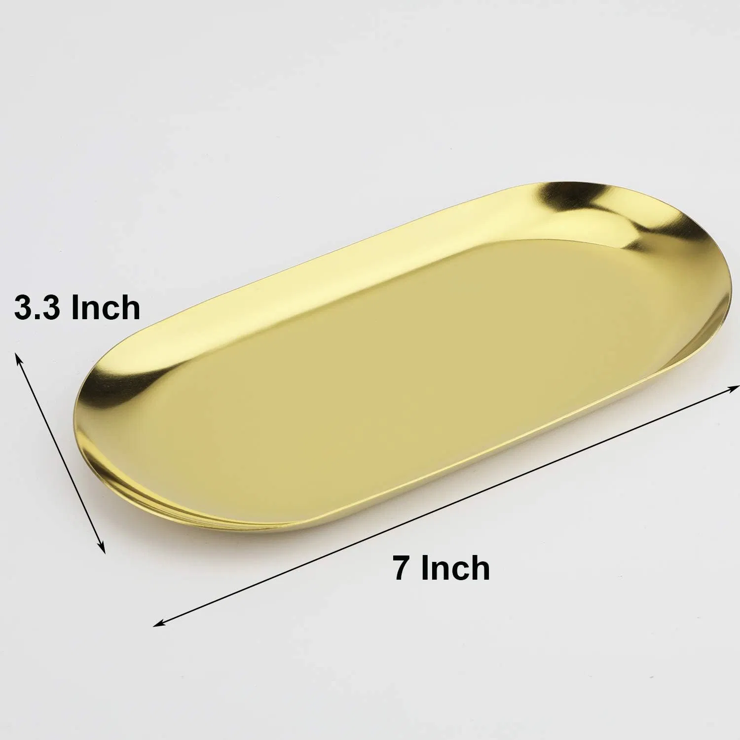 Stainless Steel Decorative Tray, Set of 2, 7 Inch Long, Storage Tray