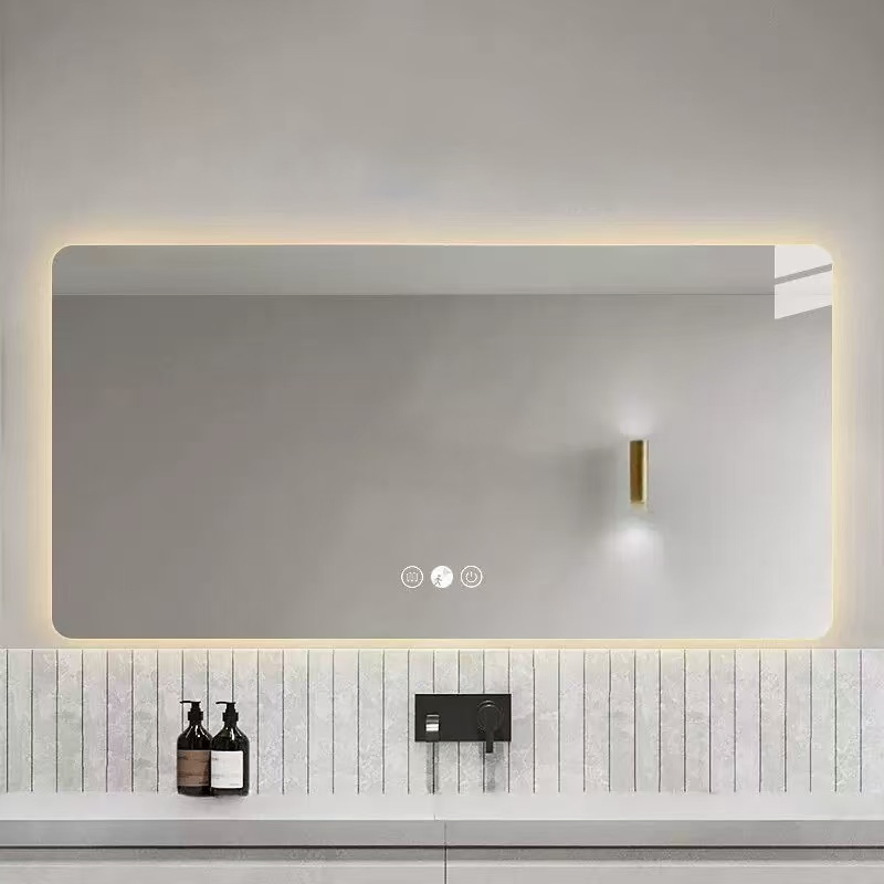 Wall Mounted Touch Screen Lighting LED Stepless Dimming Bathroom LED Light Mirror.