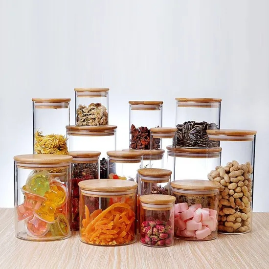 Kitchen Glass Jar with Sealed Bamboo Lids