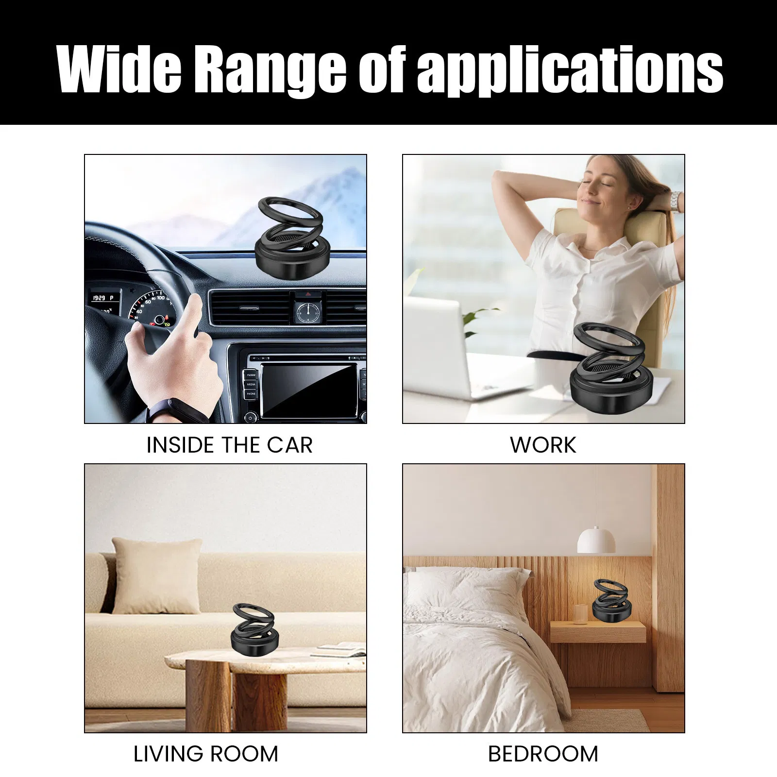 Car Aromatherapy Multi-Color Solar Dual Ring Suspended Rotating Ornament Car High