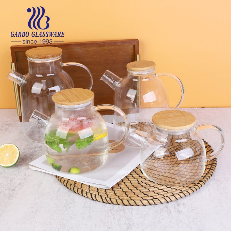 1000ml High Borosilicate Glass Tea Pot with Wooden Lid