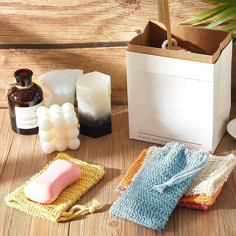 Exfoliating Pouch Cotton Soap Bag Saver Mesh Bag Foaming Net Body Sisal Foam Soap Saver Bag