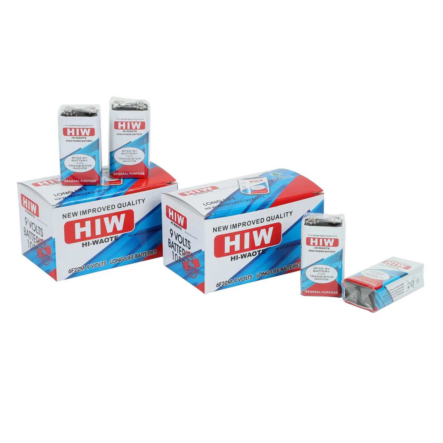 Батарейка 9V HIW 6F22 угольно-цинковая