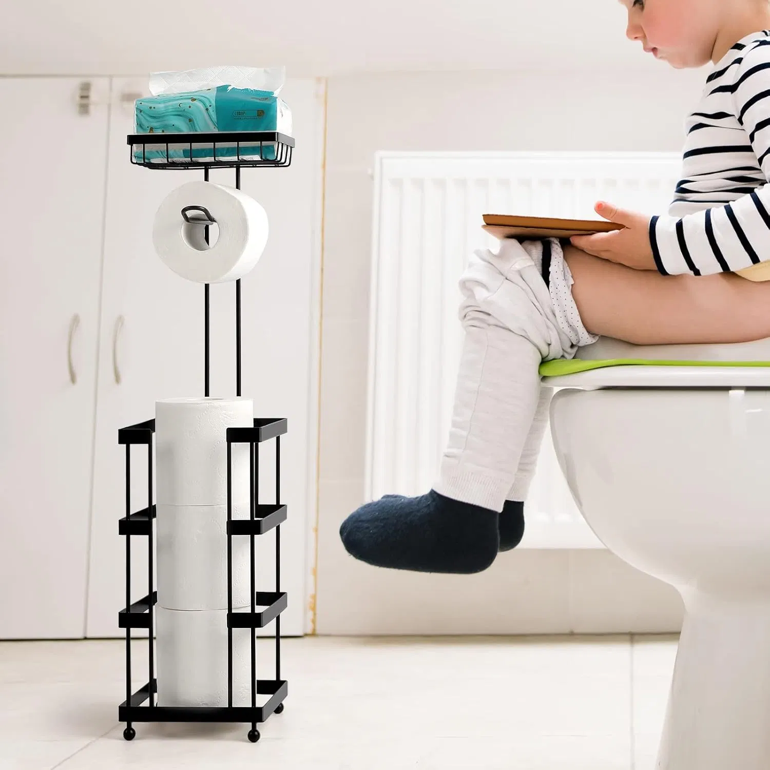 Toilet Paper Holder Stand for 8 Extra Rolls Freestanding Wbb30265