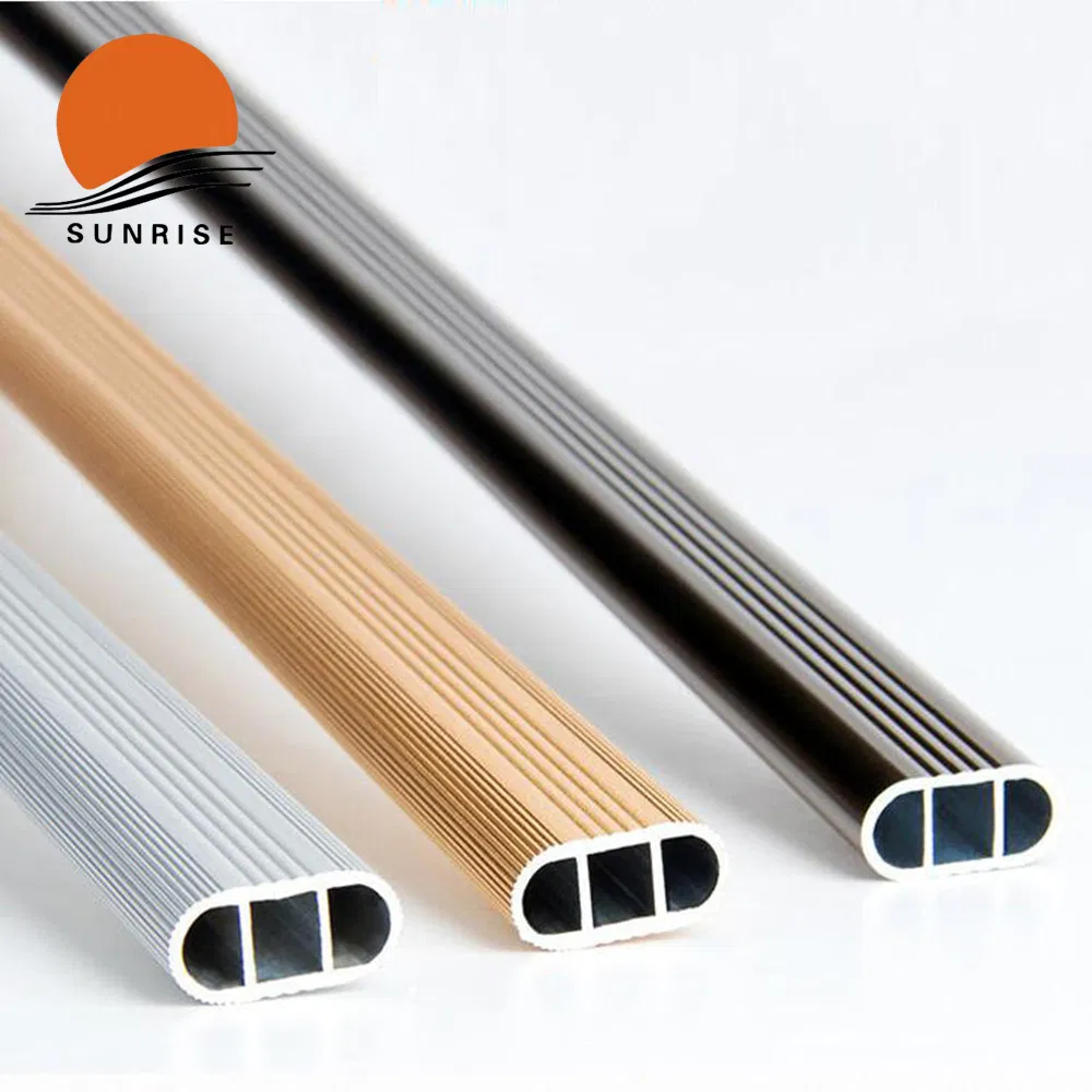 Furniture Hardware 0.8-2.0mm Thickness Aluminum Rail Oval Tube Wardrobe 16mm Aluminum Corrugated Tube