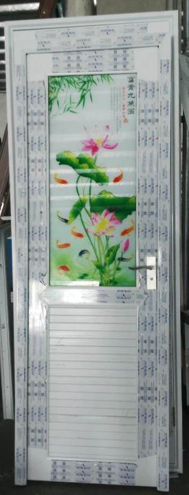 Conch Casement Bathroom PVC/UPVC Door with Artistic Glass