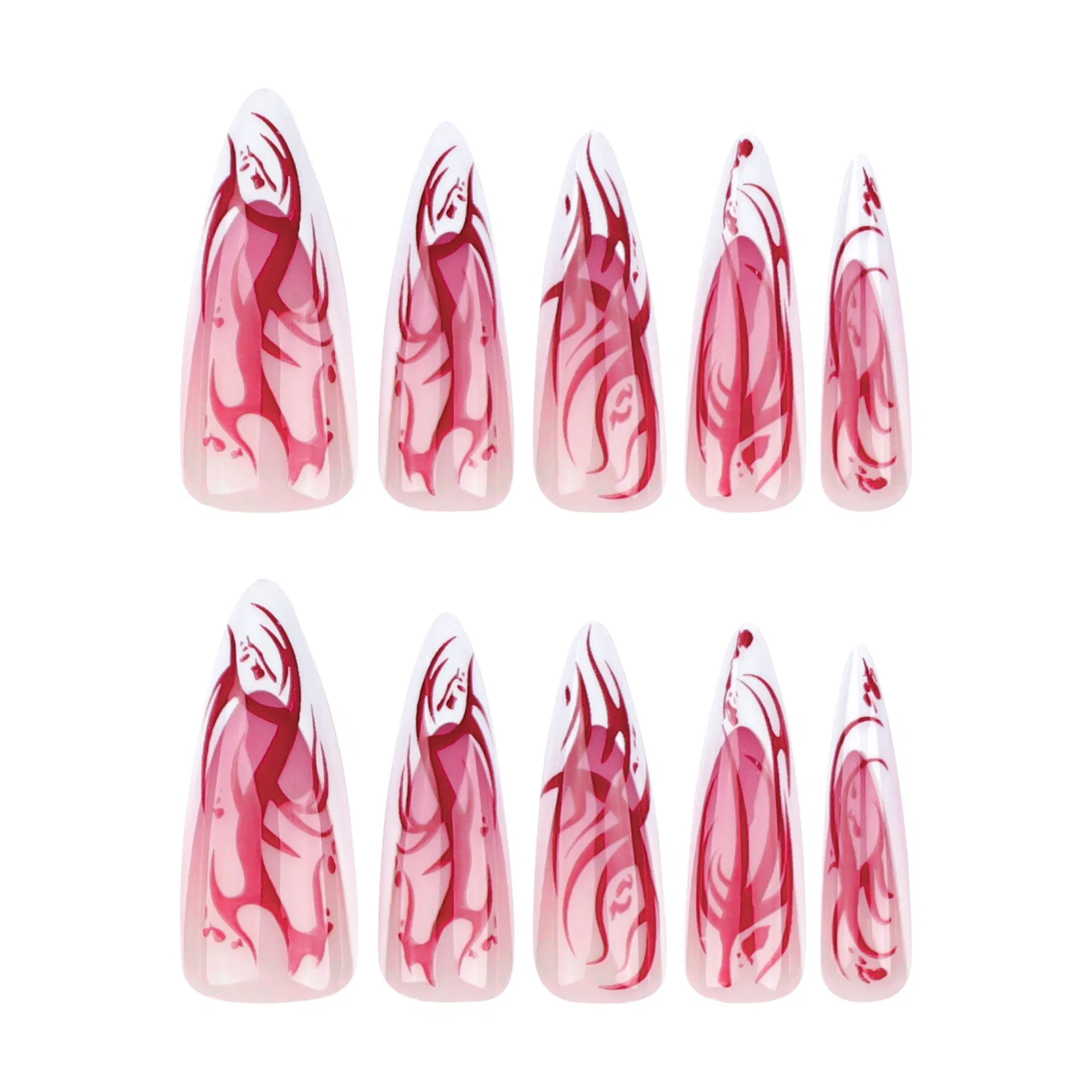 Artistic Flame Press-on Nails Reusable Halloween Party Wearable Fake Nails