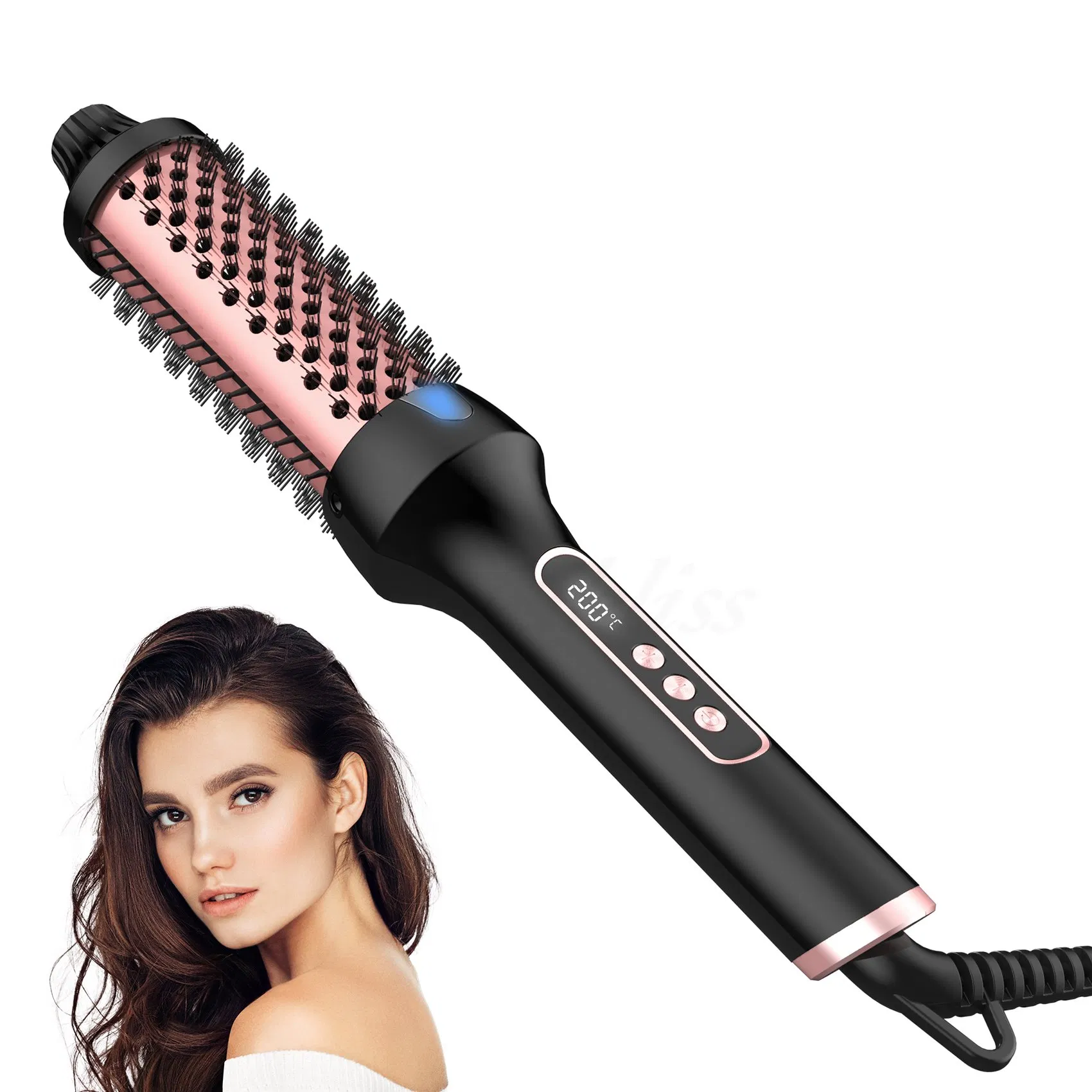 Ceramic Electric Heating Curling Hair Comb 38mm Negative Ion Curling Iron Hair Iron Comb Curly Hair 2-in-1 Hair Iron Stick