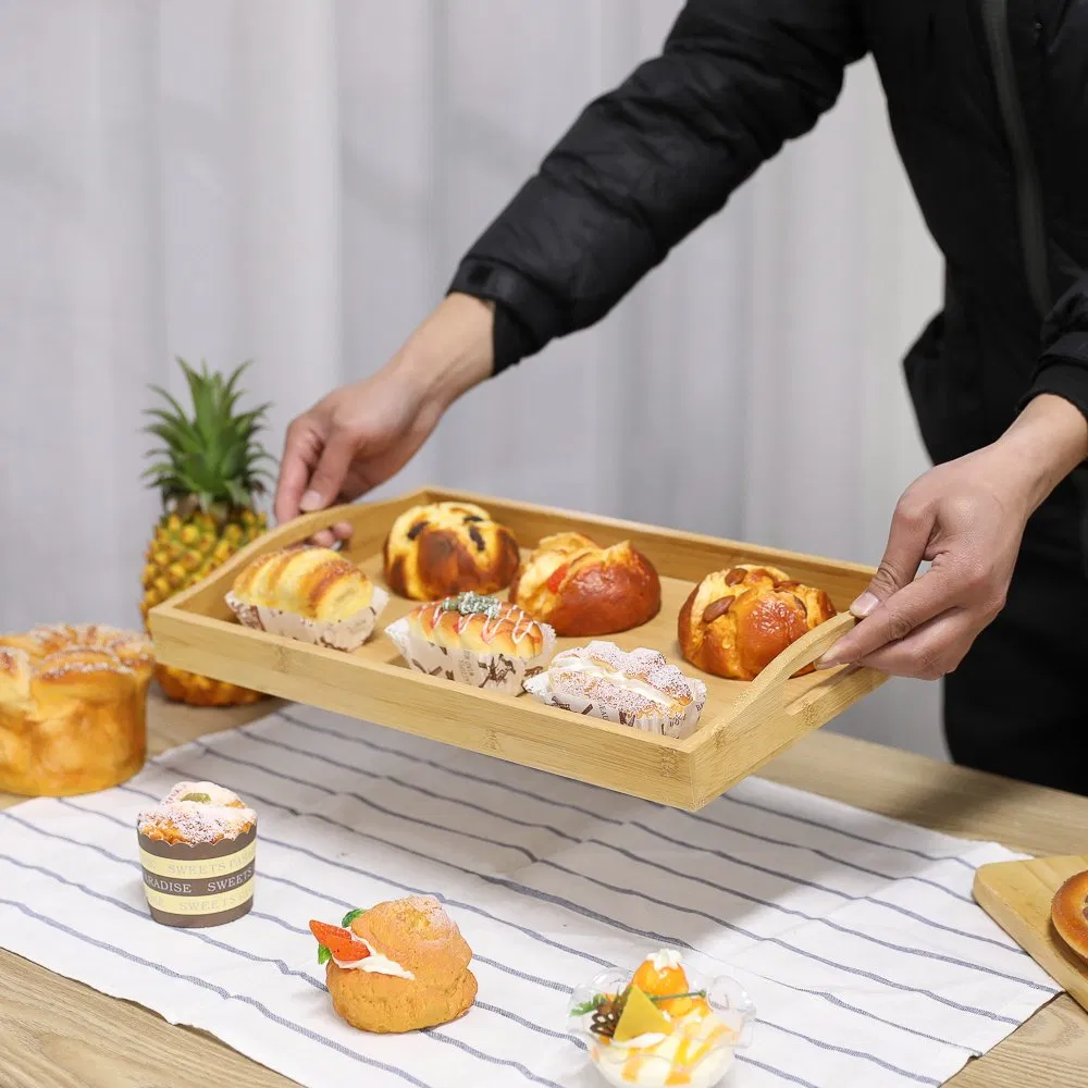 Wooden Service Tray Bamboo Wooden Tray Wooden Decorative Tray Coffee Table Tray Wooden Food Tray a Tray with a Handle Custom Logo